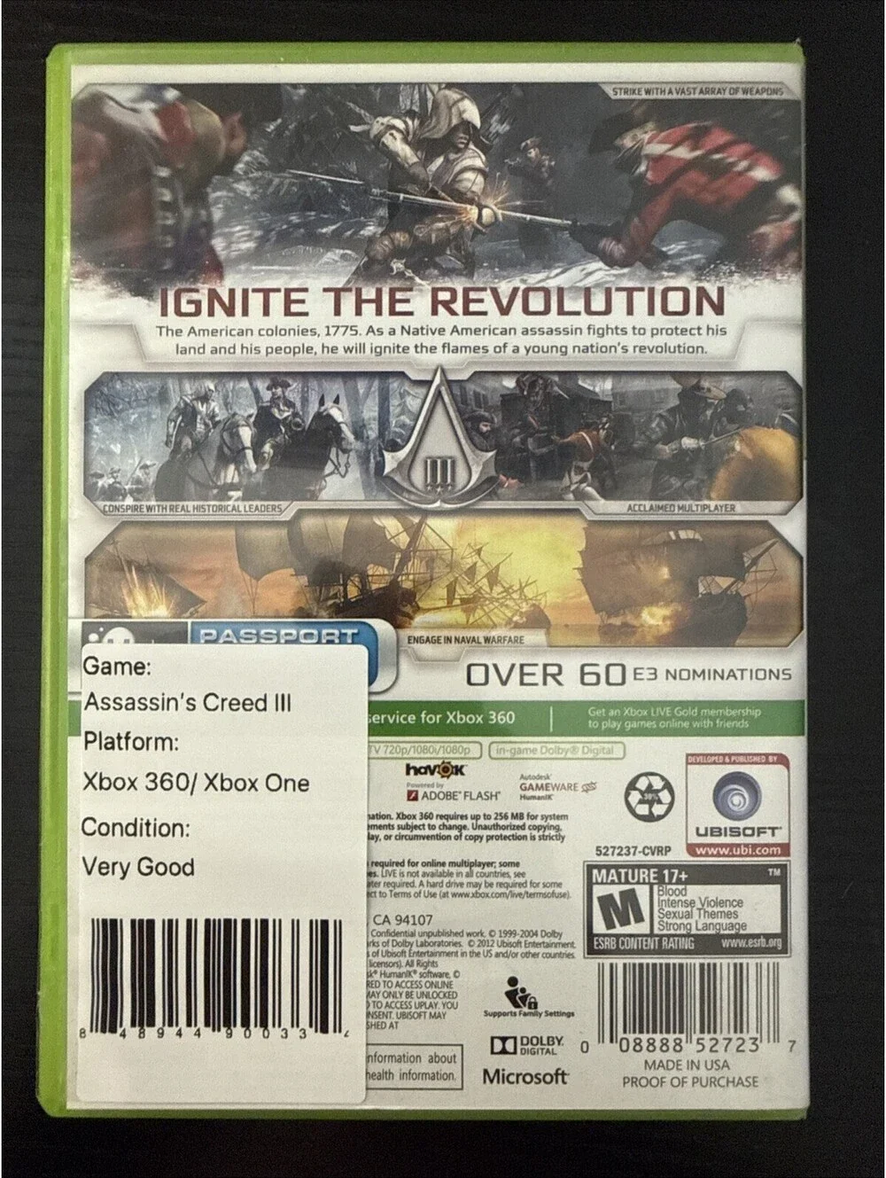 Assassin's Creed III (Microsoft Xbox 360, 2012)